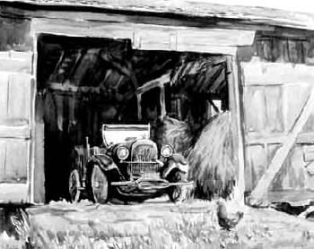 Antique Automobile in the barn by 
																	Edith Kroger van Nagler