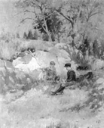 Playing outside on a fall afternoon by 
																	John Willard Rought