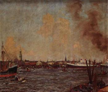 View of Hamburg harbour by 
																			Erich Kittmann