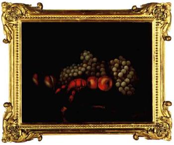 Still life with grapes, peaches, apples and river crab by 
																	Alexander Trussel