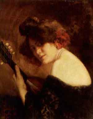 Young woman with guitar by 
																	Victor Oscar Guetin