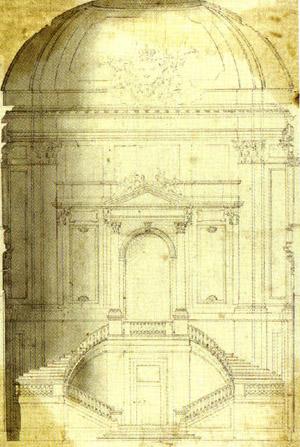 Sketch for staircase, Stockholm Palace by 
																	Carl Harleman