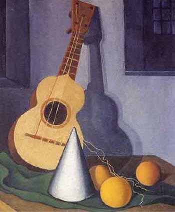 Guitar with oranges by 
																	Cordelia Urueta