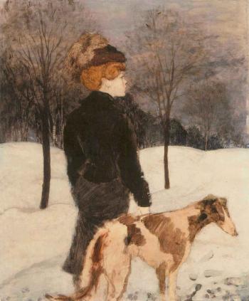 Lady with dog by 
																	Karl Walser