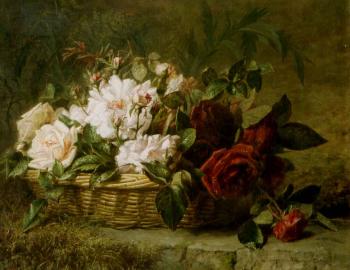 Roses in a basket by 
																	Adriana Haanen