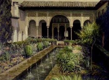 Arcade in the Alhambra, Granada by 
																	Francisco Valencia