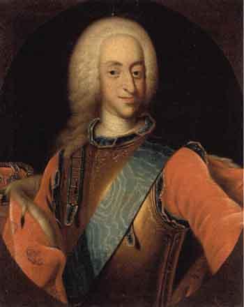 Portrait of Christian VI wearing red costume by 
																	Charles Marc Tuscher