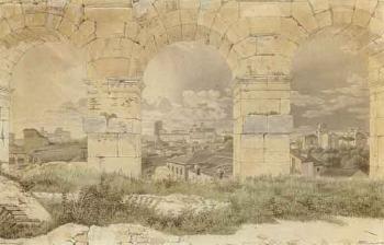 View through three of the arches on the North-West side in Amphi theatre by 
																	Erling Eckersberg