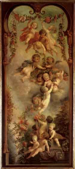 Putti playing with doves. Putti playing with flowers by 
																			Charles-Dominique-Joseph Eisen