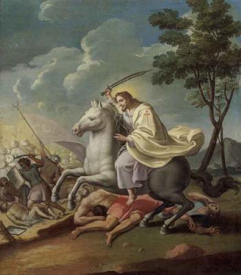 James fighting on horseback by 
																	Joaquin X Inza