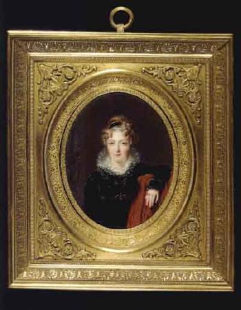 Baroness Benoist, in a black velvet dress with high collar by 
																	Anne Nicole Voullemier