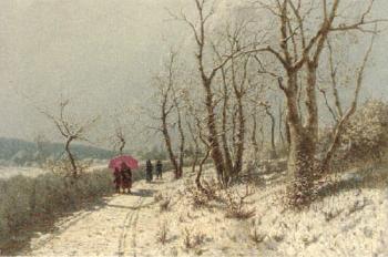 Afternoon stroll in the snow by 
																	Jan Jacob Lodewijk ten Kate