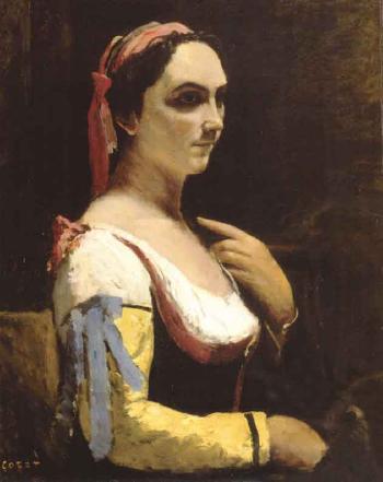 L' italienne by 
																	Jean Baptiste Camille Corot