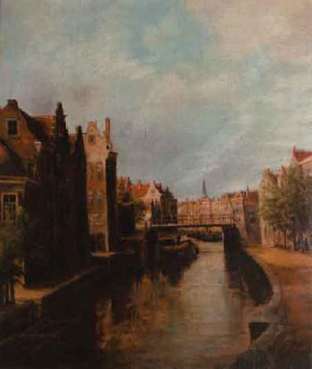 Dutch canal scene by 
																	Gerard van der Voorn