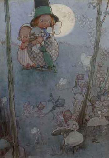 Fairies and pixies at play by moonlight by 
																	Mabel Lucie Attwell