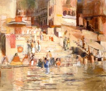 Bathing in the Ganges by 
																	Anthony Eyton