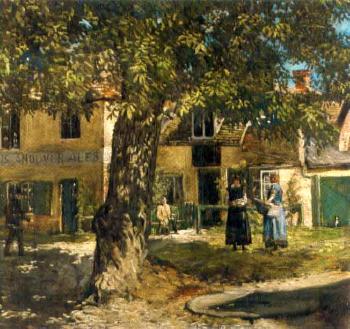Figures before a tavern, Andover by 
																	Fairlie Harmar