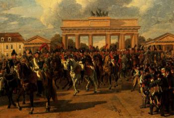 Napoleon Bonaparte 1st Emperor of France, entering the city of Berlin. Napoleon receiving key by 
																			Heinrich Anton Dahling
