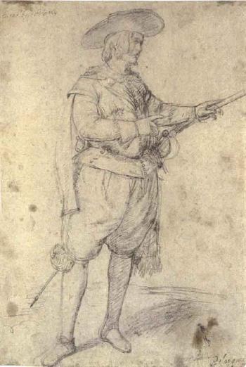 Commander turned to the right. Draperies of a figure seen from behind by 
																			Eugenio Cajes