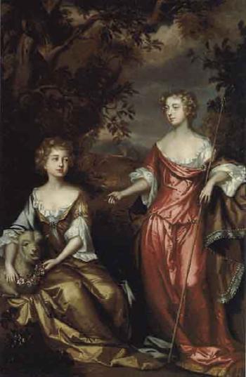 Portrait of two ladies of the Conyngham family by 
																	John Vandervaart