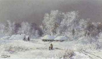 Russian village in the depth of winter by 
																	Nikolai Karasin