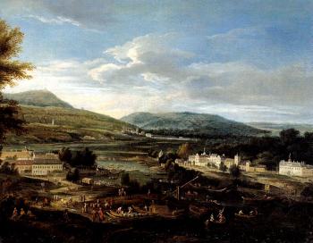 Viennese landscape with view of Kahlenberg mountain by 
																	Lorenz Janscha