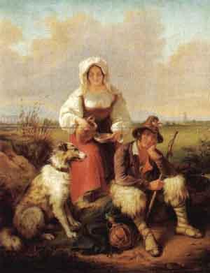 Shepherdess and shepherd resting by 
																	Carl Fruwirth