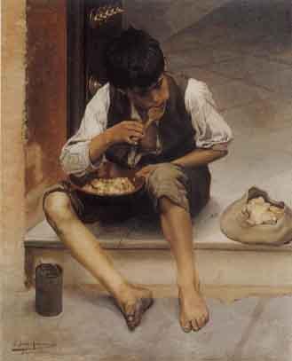 Eating supper by 
																			Jose Sanz y Arizmendi