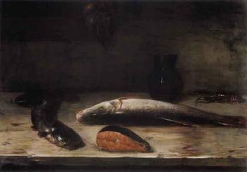 Still life with fish and jug by 
																	Nicolaos Vokos