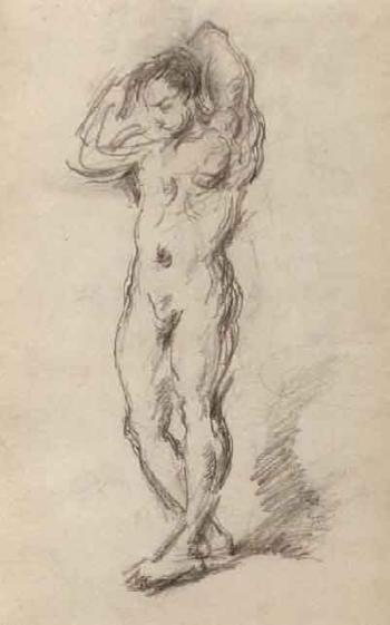 Bather entering the water. Study of bather by 
																			Paul Cezanne