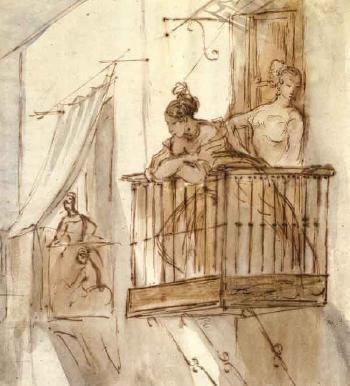 Ladies on the balcony by 
																	Constantin Guys