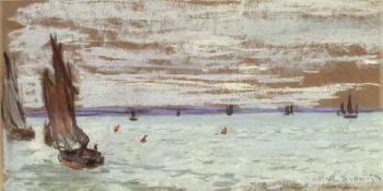 In the open sea by 
																	Claude Monet