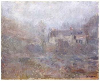 Maisons a Falaise, brouillard - House at Falaise in fog by 
																	Claude Monet