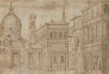 Capriccio of Florence, design for the stage by 
																	Baldassare Lanci