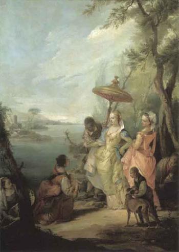 Laban looking for the idols hidden by Rachel. The finding of Moses by 
																			Francesco Zugno