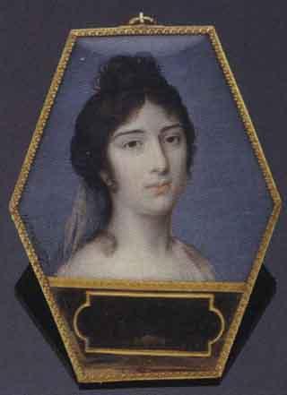 Lady with dark brown hair tied with a gauze ribbon by 
																	Antonio Zuccarelli