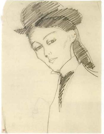 L' amazone. Ebauche de visage by 
																	Amedeo Modigliani