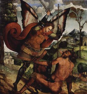 Archangel Michael defeating Satan by 
																	Riccardo Quartararo