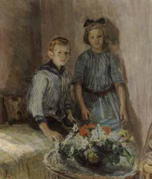 Two children by 
																	August Eiebakke
