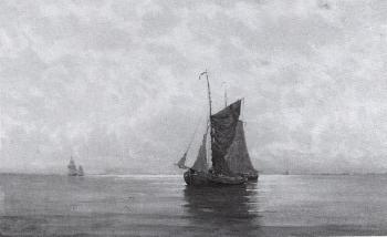 Coastal landscape with sailing boats by 
																	Carl Gabriel Adelskold
