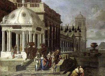 Moise sauve des eaux devant un palais Renaissance by 
																	Jakob Ferdinand Saeys