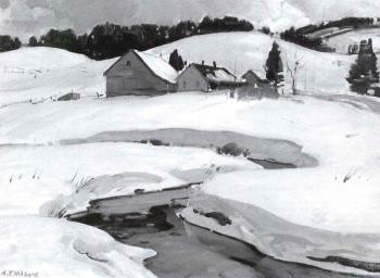 Winter landscape with distant farm by 
																	Aldro Thompson Hibbard