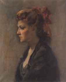 Portrait of lady by 
																	Ernest Santasusagna