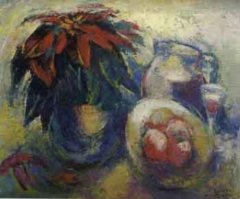 Still life with poinsettia by 
																	Alfonso Guerra Calle