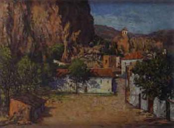 Village street by 
																	Bernardino de Pantorba