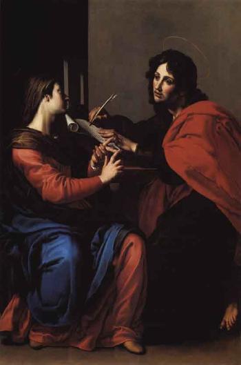 Saint Monica teaching her son, Saint Augustine by 
																	Ottavio Vannini