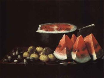 Still life of watermelon, fruit. Still life of cherries by 
																			Giovanni Quinsa