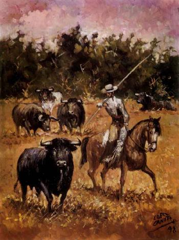Bull game in the field by 
																	Lopez Canito