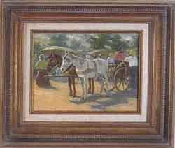 Horse and cart at market by 
																	Zoltan Paldy