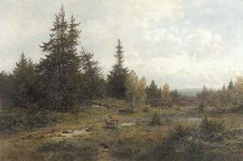 Deer in landscape by 
																	Wilhelm Nabert